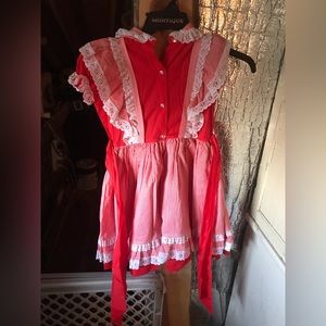 VTG Better Made by Betty Oden Red Dress Girls Size 8 Full Circle Skirt